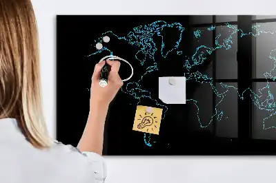 Quadro magnético de apagar a seco com contorno de mapa-múndi