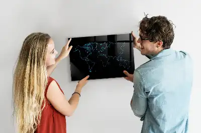 Quadro magnético de apagar a seco com contorno de mapa-múndi