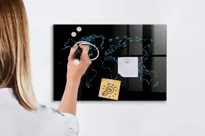 Quadro magnético de apagar a seco com contorno de mapa-múndi