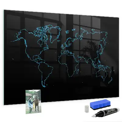 Quadro magnético de apagar a seco com contorno de mapa-múndi