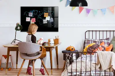 Quadro magnético de apagar a seco com contorno de mapa-múndi
