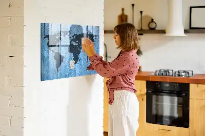 Quadro magnético de apagar a seco mapa-múndi