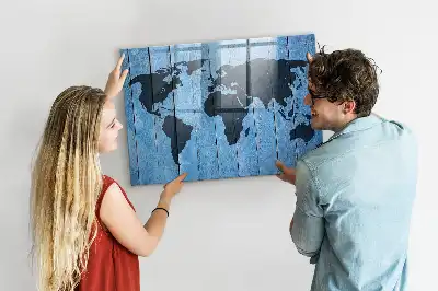 Quadro magnético de apagar a seco mapa-múndi