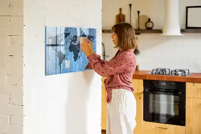 Quadro magnético de apagar a seco mapa-múndi