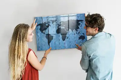 Quadro magnético de apagar a seco mapa-múndi