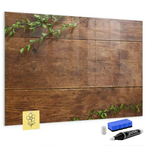 Quadro magnético com caneta de madeira rústica
