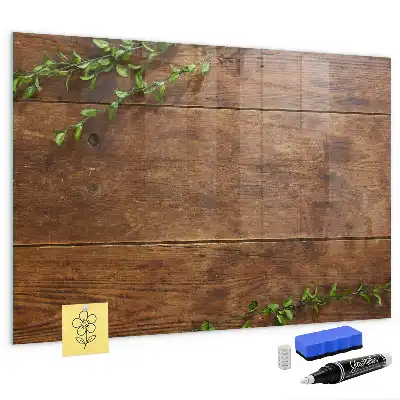 Quadro magnético com caneta de madeira rústica