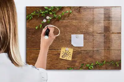 Quadro magnético com caneta de madeira rústica