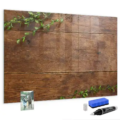 Quadro magnético com caneta de madeira rústica