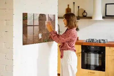 Quadro magnético com caneta de madeira rústica