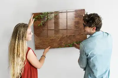 Quadro magnético com caneta de madeira rústica
