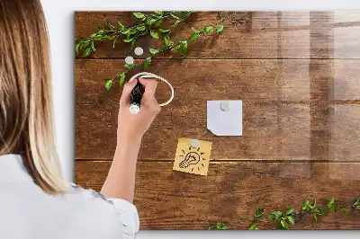 Quadro magnético com caneta de madeira rústica