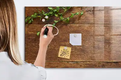 Quadro magnético com caneta de madeira rústica