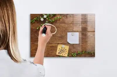 Quadro magnético com caneta de madeira rústica