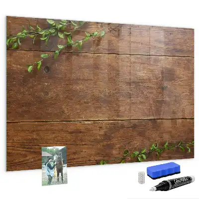 Quadro magnético com caneta de madeira rústica