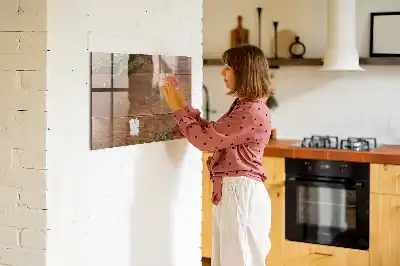Quadro magnético com caneta de madeira rústica