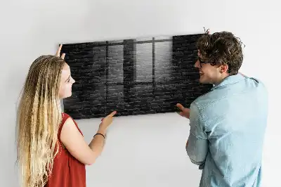 Quadro magnético de apagar a seco com estampa de parede de tijolos escura