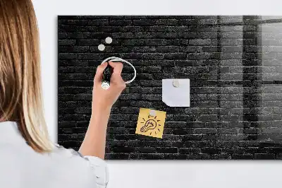 Quadro magnético de apagar a seco com estampa de parede de tijolos escura
