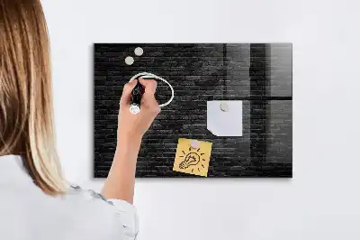 Quadro magnético de apagar a seco com estampa de parede de tijolos escura