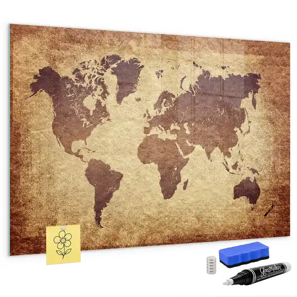 Mapa-múndi antigo quadro magnético com caneta