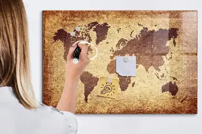 Mapa-múndi antigo quadro magnético com caneta