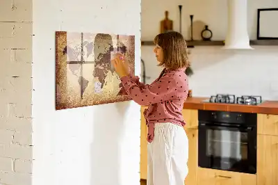 Mapa-múndi antigo quadro magnético com caneta