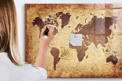 Mapa-múndi antigo quadro magnético com caneta