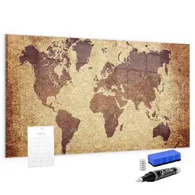 Mapa-múndi antigo quadro magnético com caneta