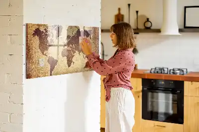 Mapa-múndi antigo quadro magnético com caneta