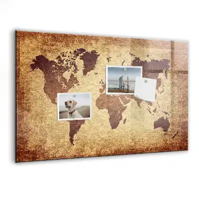 Mapa-múndi antigo quadro magnético com caneta