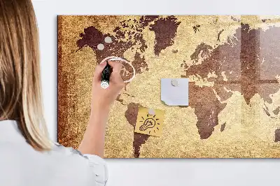 Mapa-múndi antigo quadro magnético com caneta