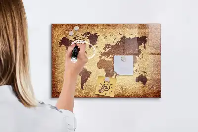 Mapa-múndi antigo quadro magnético com caneta