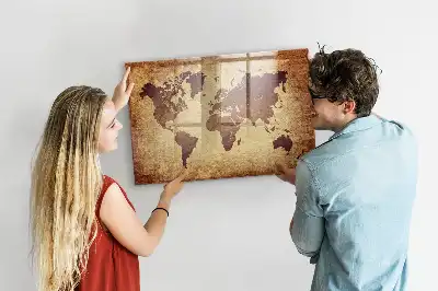 Mapa-múndi antigo quadro magnético com caneta