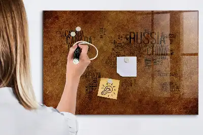 Quadro magnético com caneta mapa com nomes dos países