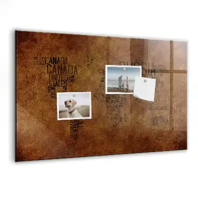 Quadro magnético com caneta mapa com nomes dos países