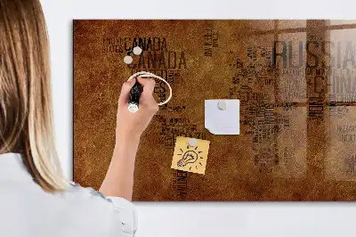 Quadro magnético com caneta mapa com nomes dos países