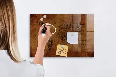 Quadro magnético com caneta mapa com nomes dos países