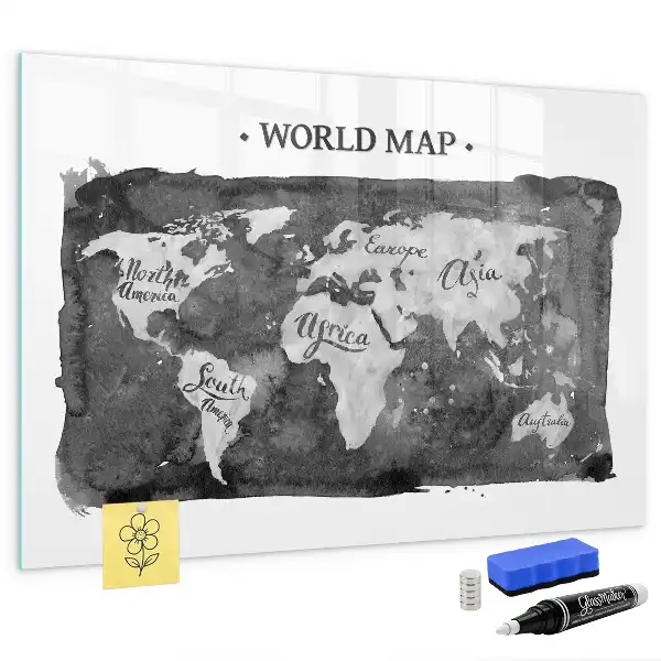 Quadro de apagar a seco magnético estilo mapa-múndi retro