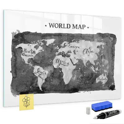 Quadro de apagar a seco magnético estilo mapa-múndi retro