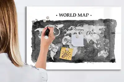 Quadro de apagar a seco magnético estilo mapa-múndi retro