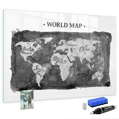 Quadro de apagar a seco magnético estilo mapa-múndi retro