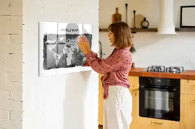 Quadro de apagar a seco magnético estilo mapa-múndi retro