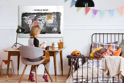 Quadro de apagar a seco magnético estilo mapa-múndi retro