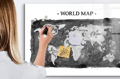 Quadro de apagar a seco magnético estilo mapa-múndi retro