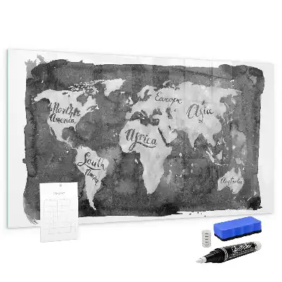Quadro de apagar a seco magnético estilo mapa-múndi retro