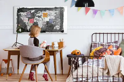 Quadro de apagar a seco magnético estilo mapa-múndi retro