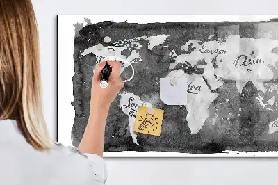 Quadro de apagar a seco magnético estilo mapa-múndi retro