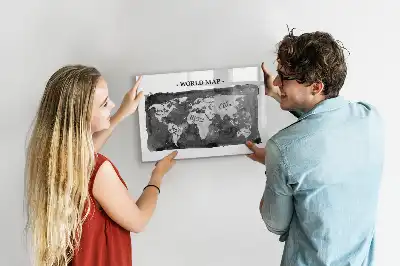 Quadro de apagar a seco magnético estilo mapa-múndi retro