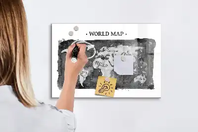 Quadro de apagar a seco magnético estilo mapa-múndi retro