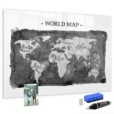 Quadro de apagar a seco magnético estilo mapa-múndi retro